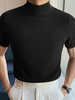 Mens Japan Half-collar Solid Short Sleeve T-shirt