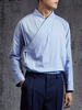 Mens Long Sleeve Retro Chinese Shirts V Neck Ethnic Style Loose Tops Shirt