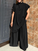 Mens Plain Pleated Loose Long Robes 2 Piece Sets