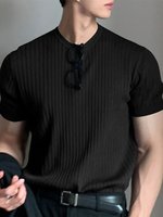 Mens Rib Knitted Crew Neck T-Shirt