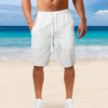 Mens Shorts Quick Dry Cotton Linen Shorts Summer Breathable Stripe Gym Running Pocket Cargo Short Trousers Casual Beach
