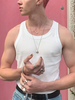 Mens Solid Crew Neck Ribbed Casual Sleeveless Tank