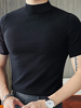 Mens Solid Half-Collar Short Sleeve T-Shirt