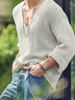 Mens Solid Long Sleeve V-neck T-shirt
