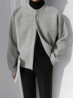 Mens Solid Snap Button Raglan Sleeve Casual Jacket