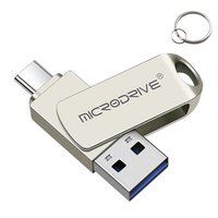 MicroDrive 2 in 1 Type-C & USB3.0 Flash Drive OTG USB Driver 32G 64G 128G 256G Metal 360° Rotation Pendrive USB Disk wit