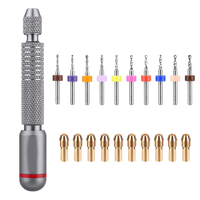Mini Pin Vise Hand Drill Set Precision 360 Rotation Metal Construction Non Slip Handle 10 Chuck 10 Spiral Drill Bits Woo