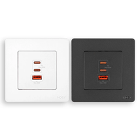 MOES 30W/65W GaN Fast Charging Wall Outlet USB-A+2USB-C PD3.0 QC3.0 Electrical Charger Socket Overload Protection 86 Typ