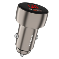 MORBEST C77CA 48W 2-Port USB PD Car Charger Adapter USB-A+USB-C PD QC Fast Charging with Red LED for iPhone 16 Pro 15 14