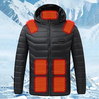 Motorcycle 21 Areas Zone Heated Cotton Jacket with Cap for Outdoor Electrically Heated Cotton Coat With Three Levels Of