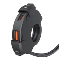 Motorcycle USB Charger 30W Type-C PD 18W USB-A Quick Charge 3.0 Waterproof IP65 Nylon Material Handlebar Mount DC 12V-24