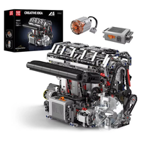 Mould King 10087 L4 Gasoline Engine Model Building Block Technical Car Motorised Inline 4-cylinder Brick Assembly Kit 17