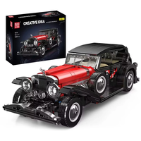 Mould King 10114 Technical Car Toys The Red Vintage Car Building Block Assembly Oldtime Car Brick Set Kids Christmas Gif
