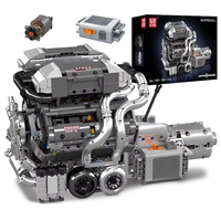 Mould King 10201 Technical Car Building Block Motorized Bug SuperCar W16 Engine with Gearbox Building Block Brick Kids G