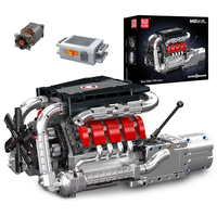 Mould King 10203 The MB Car V8 Engine Model with Gearbox Building Block Technical Car Engine Brick Set Assembly Kit 1196