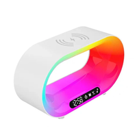 Multi-function 3 In 1 LED Night Light APP Control RGB Atmosphere Desk Lamp Smart Multifunctional Wireless Charger Alarm