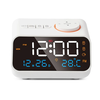 Multi-Functional LED Voice Control Clock Hygrometer FM Radio Dual Alarms Adjustable Brightness Temperature Humidity Disp