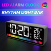 Multifunction 1200mAh Rhythm Light Bar LED Dual Alarm Clock 15 RGB Color Sound Control Night Light Digital Thermometer H