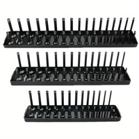 Multifunctional 3-PCS Plastic Socket Organizer Tray Set 1/4-Inch 3/8-Inch 1/2-Inch Metric/Imperial PVC Storage Holder fo