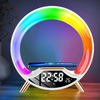 Multifunctional RGB LED Night Light Clock with Bluetooth Speaker Colorful Ambiance Lighting Wireless Charging Phone Fast