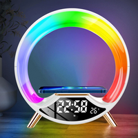 Multifunctional RGB LED Night Light Clock with Bluetooth Speaker Colorful Ambiance Lighting Wireless Charging Phone Fast