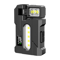 Multipurpose Dual Light Source LED Keychain Flashlight LCD Display Rotatable Pocket Work Light with Metal Clip EDC Torch