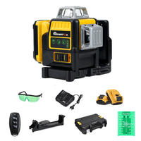 Mustool 3D 12-Line Green Laser Level Automatic Leveling High Precision 500nm Slant Function With 2 Batteries