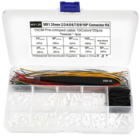 MX1.25MM Connector Kit Pre Crimped Cable 15CM 10 Colors 2-10 Pin Housing Heat Shrink Tubing Electronics Prototyping Wiri