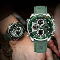 NAVIFORCE Men Multifunctional Quartz Watch Fashion Genuine Leather Strap Sports Watch Exquisite Waterproof Wristwatches