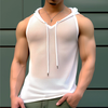 NCERUN Mens Tank Top Mesh Hooded See-Through Comfort Breathable Tanks