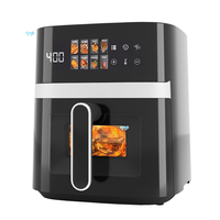 NovuLife 1500W Air Fryer 5.5L with Viewing Window Rapid Hot Air Circulation Touchscreen 8 Preset Menus Adjustable Time &