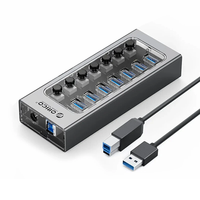 ORICO AT2U3 7-in-1 5Gbps USB 3.0 Hub Docking Station with Independent Power Switch 7xUSB-A Splitter Adapter for Macbook