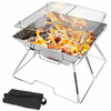 Outdoor Camping Stove Stainless Steel Folding BBQ Grill Outdoor Firewood Stove Camping Burning Fire Table Barbecue Grill