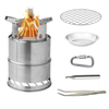 Outdoor Stainless Steel Folding Firewood Furnace Cooking Set Portable Firewood Stove Barbecue Rack Wild Camp Furnace