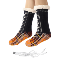 Outdoor Winter Sports Thermal Electric Heated Socks Womens Winter Warm Sock Soft Female Gifts Non Slip Grip Floor Funny