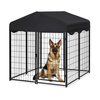PawGiant Large Dog Kennel Outdoor Dog House with Roof 4ft x 4.2ft x 4.45ft Heavy Duty Metal for Large to Small Dog,  Outs