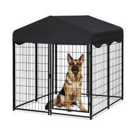 PawGiant Large Dog Kennel Outdoor Dog House with Roof 4ft x 4.2ft x 4.45ft Heavy Duty Metal for Large to Small Dog,  Outs