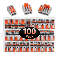 PCT-212/213/215 Conductor Compact Wire Connectors Kit 100PCS Lever Nut Connector Assortment 2 Port 40pcs 3 Port 50pcs 5