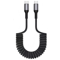 PD100W Type-C to Type-C Elbow Coiled Cable PD Fast Charging Data Transmission Copper Core Line 1.5M Long for iPhone 17 1