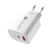 PD20W 2-Port USB PD Charger USB-A+Type-C PD QC3.0 Fast Charging Wall Charger Adapter EU Plug US Plug for iPhone 15 14 13