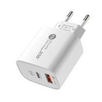 PD20W 2-Port USB PD Charger USB-A+Type-C PD QC3.0 Fast Charging Wall Charger Adapter EU Plug US Plug for iPhone 15 14 13