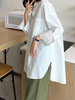 Plus Size Women Long Sleeve Button Solid Color Casual Shirts