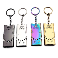 Portable Emergency Survival Whistle Keychain High Decibel Triple Pipe Stainless Steel SOS Outdoor EDC Tool