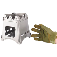 Portable Outdoor Wood Camping Barbecue Wood Stove Camping Portable Folding Card Stove Titanium Alloy Stove Titanium