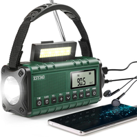 Portable Solar Hand Crank Radio AM FM NOAA Weather USB 10000mAh Charging LED Flashlight Power Bank Aste Lamp