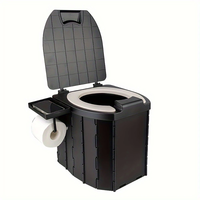 PU Portable Folding Toilet with Cover,  Mobile Camping Toilet,  Compact Travel Potty for Adults and Kids,  Suitable for RV, 