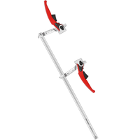 Ratcheting F Clamp Heavy Duty Black Steel Shaft 705 lbs Clamping Force 15 3/4 Inch Opening Capacity Sliding Limbs for We