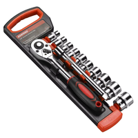 Reliable Metric Socket Wrench Set 12 Piece Chrome Vanadium Steel with Quick Release Mechanism Extension Bar and Storage