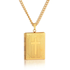 Religious Jesus Cross Locket Pendants Gold Silver Color Photo Frame Memory Necklace for Women/Men Stainless Steel Cross