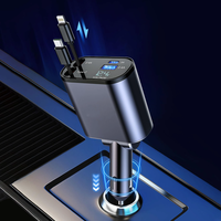 Retractable Car Charger 60W 4 in 1 Super Fast Charge Car Phone Charger Retractable Cables with 2 USB Ports Car Charger A